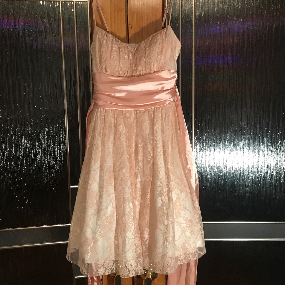 Pink lace formal dress